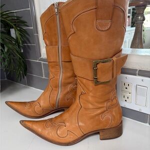 Tan Leather Western Boots from Paris